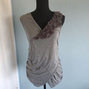 Anthropologie Top with rose details EUC Med